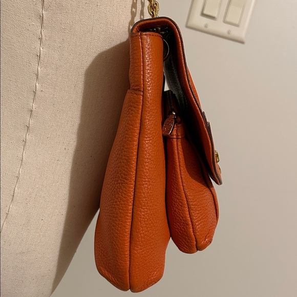 MCM Chain Orange Pebbled Leather Shoulder Crosdbody Bag - Picture 5 of 15